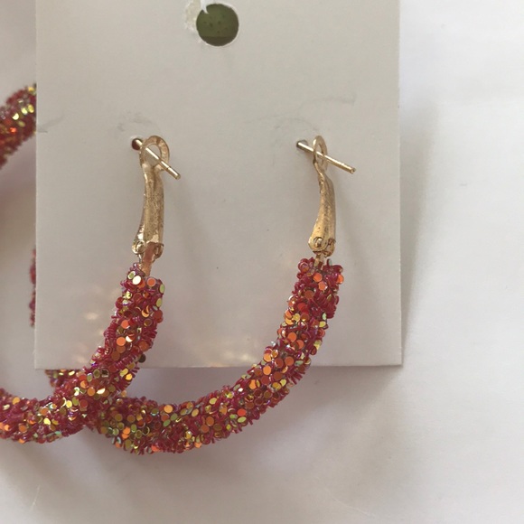 Glitter Hoop Earrings - Picture 3 of 5